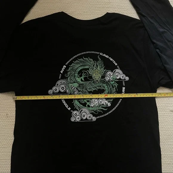 BELLA + CANVAS Black Cotton Green Dragon Graphic Long Sleeve T-Shirt Unisex - Picture 6 of 7
